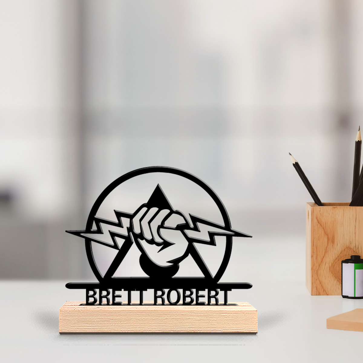 Office Tech For Men - Personalisiertes graviertes Metallschild für Elektroingenieure mit