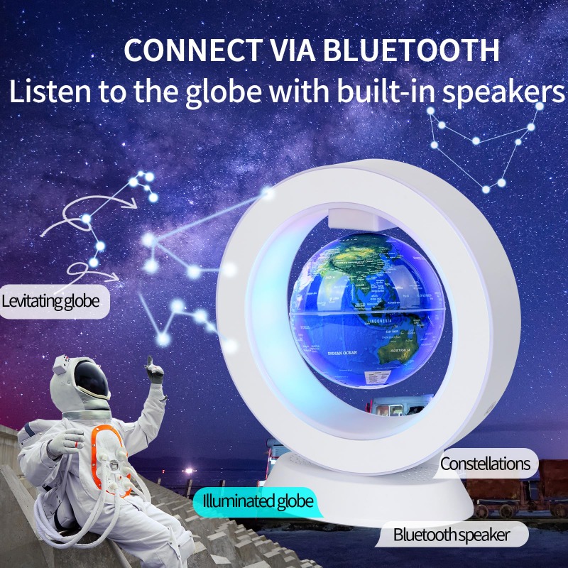 Office Tech And Gadgets - Schwebende Bluetooth-Lautsprecherlampe, schwebender Weltglobus für Kinder,