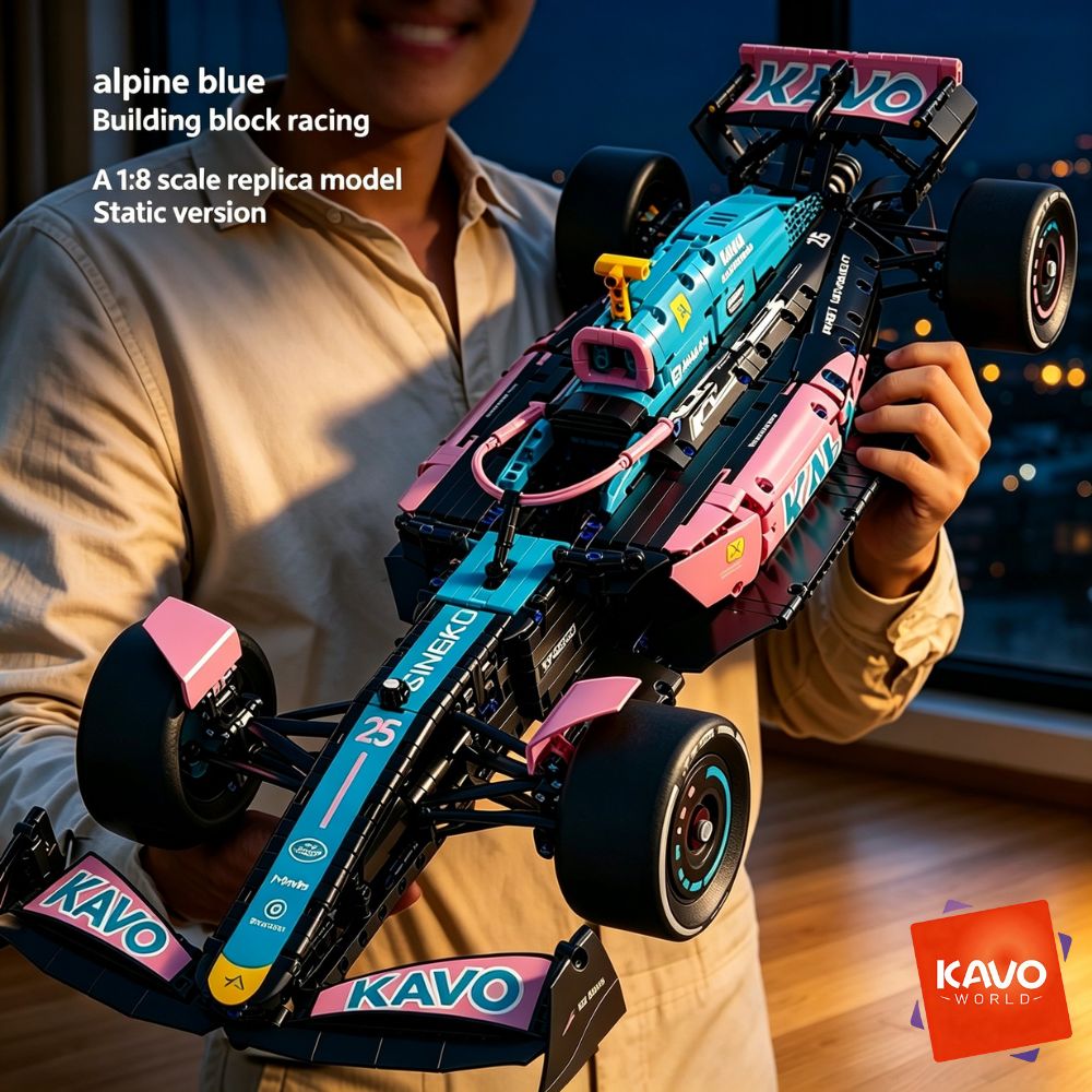 Office Productivity Tech - KAVOWORLD 1:8 Rosa-Blauer Formel-Rennwagen Bausatz 1768