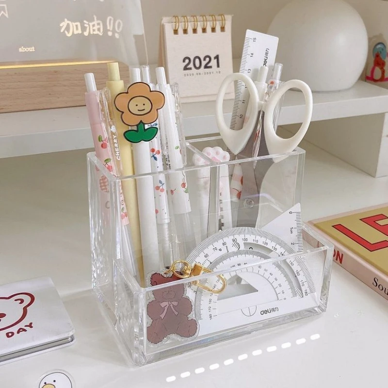 Home Office Tech Gadgets - Einfache Acryl transparente Drei-Fach-Stift halter Student