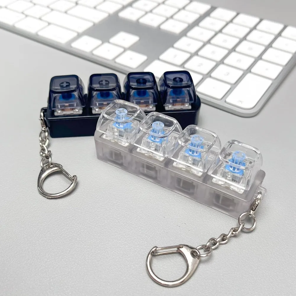 Office Tech And Gadgets - 1 Stück LED-Tastatur-Tastenkappe Stressabbau-Schlüsselanhänger 4-Tasten-Fidget-Tool für
