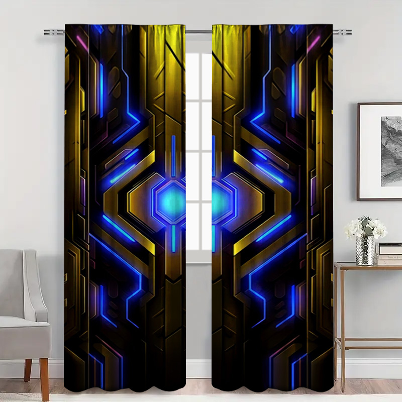 2 Stück geometrische Tech-Vorh – Office Tech Room Bewertung und Preis