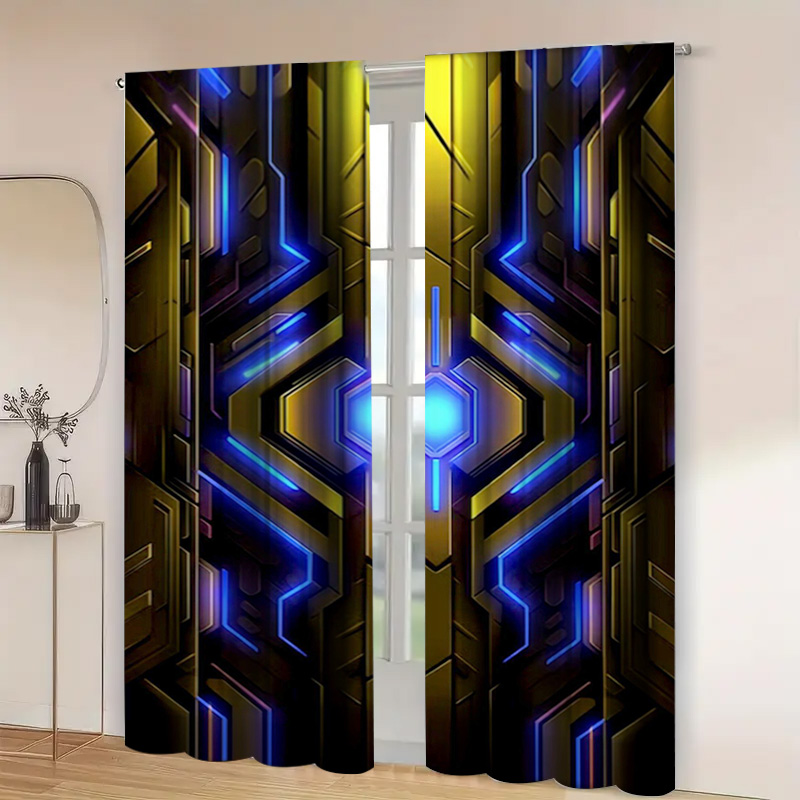 2 Stück geometrische Tech-Vorh – Office Tech Room Bewertung und Preis