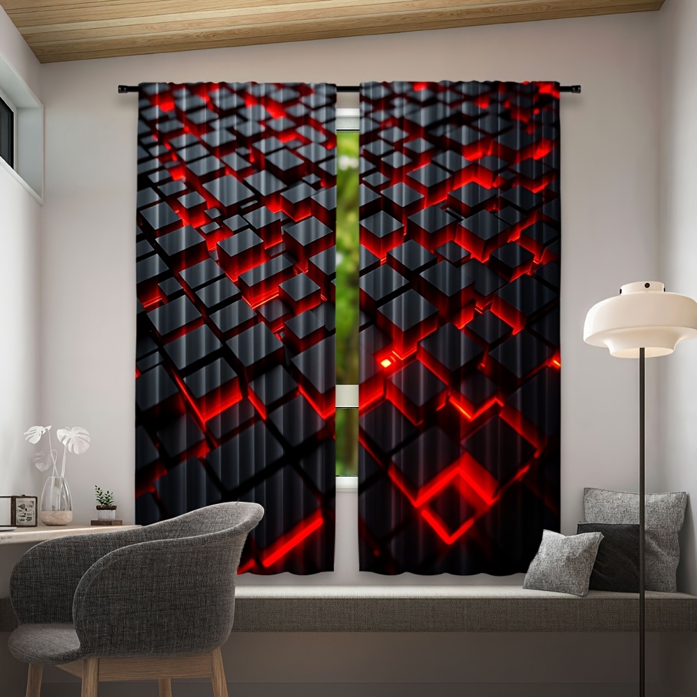 2 Stück Geometrische Vorhänge  – Office Tech Room Bewertung und Preis